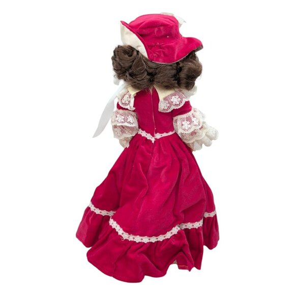 Vtg Zanini Zambelli Doll 17" Vinyl Red Velvet Dress Curly Brunette w/ Box ITALY - Picture 3 of 16